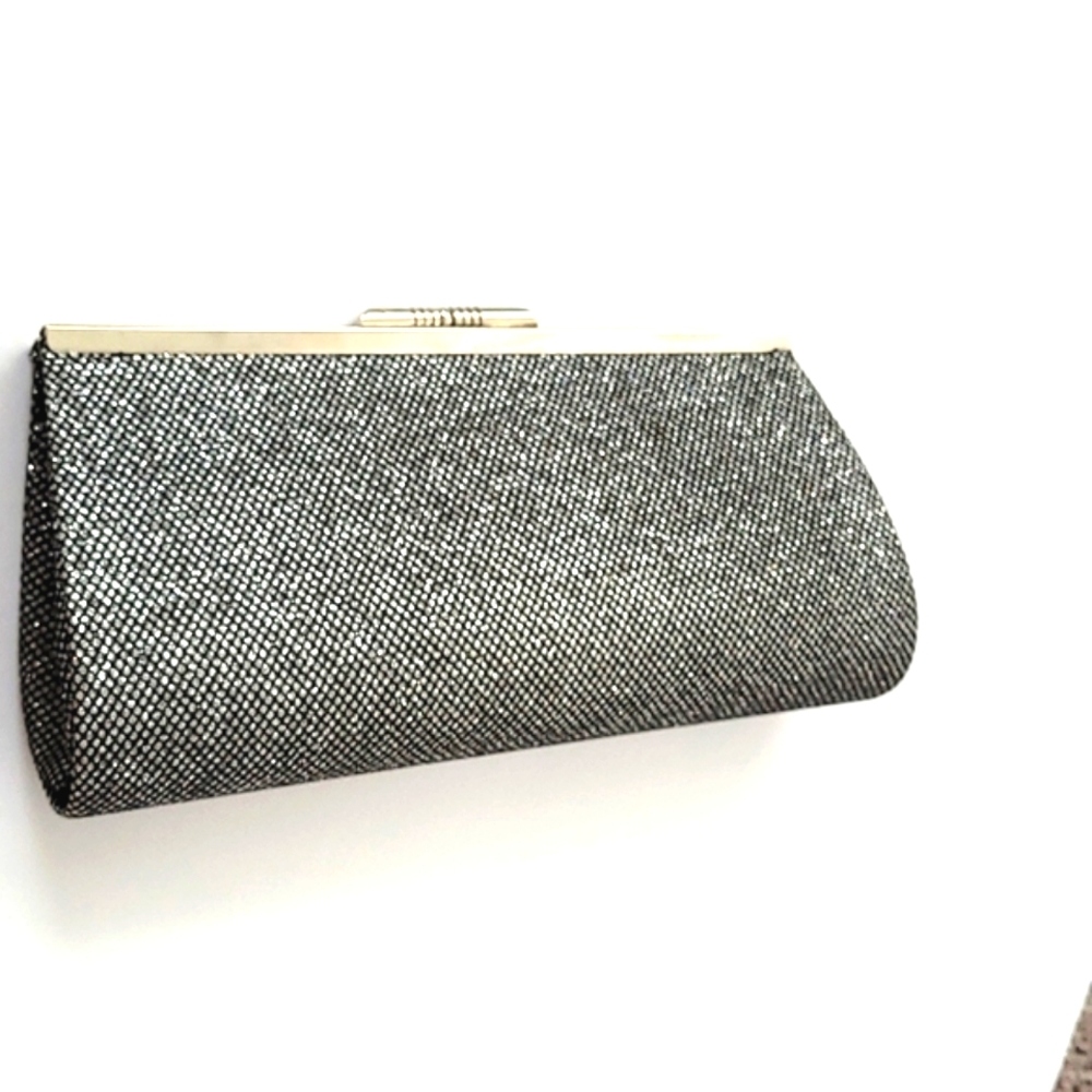 Shimmering Silver Glitter Clutch Purse